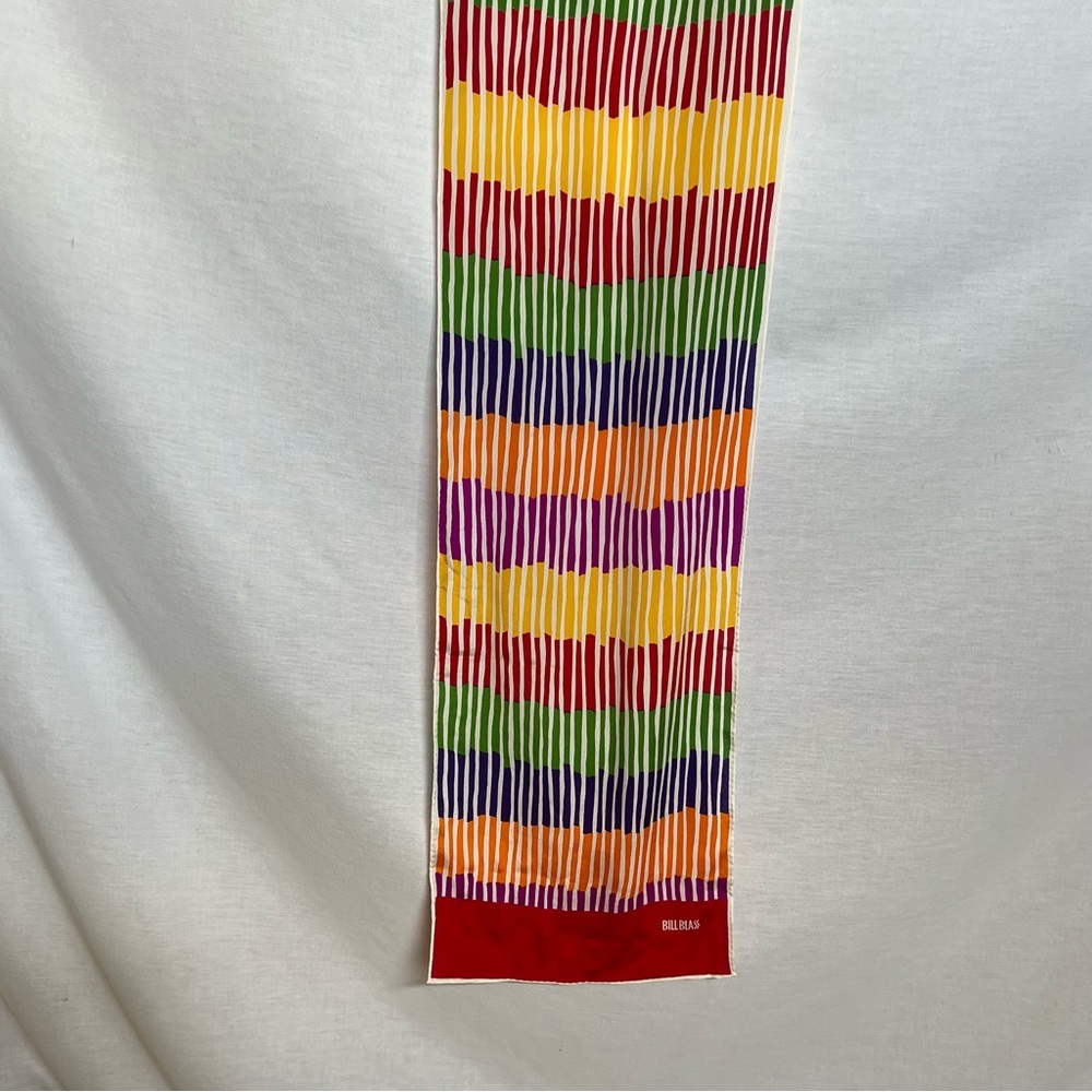 Bill Blass Red Green Orange Yellow Purple Striped Scarf
